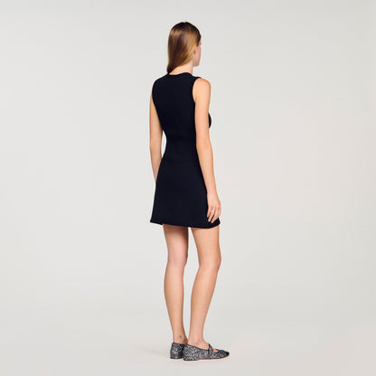 Axelia Short Ribbed Knit Dress Black
