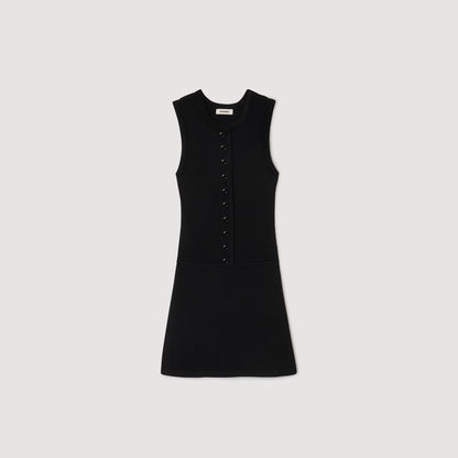 Axelia Short Ribbed Knit Dress Black