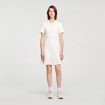 Maryll Short Knit Dress With Polo Neck Ecru
