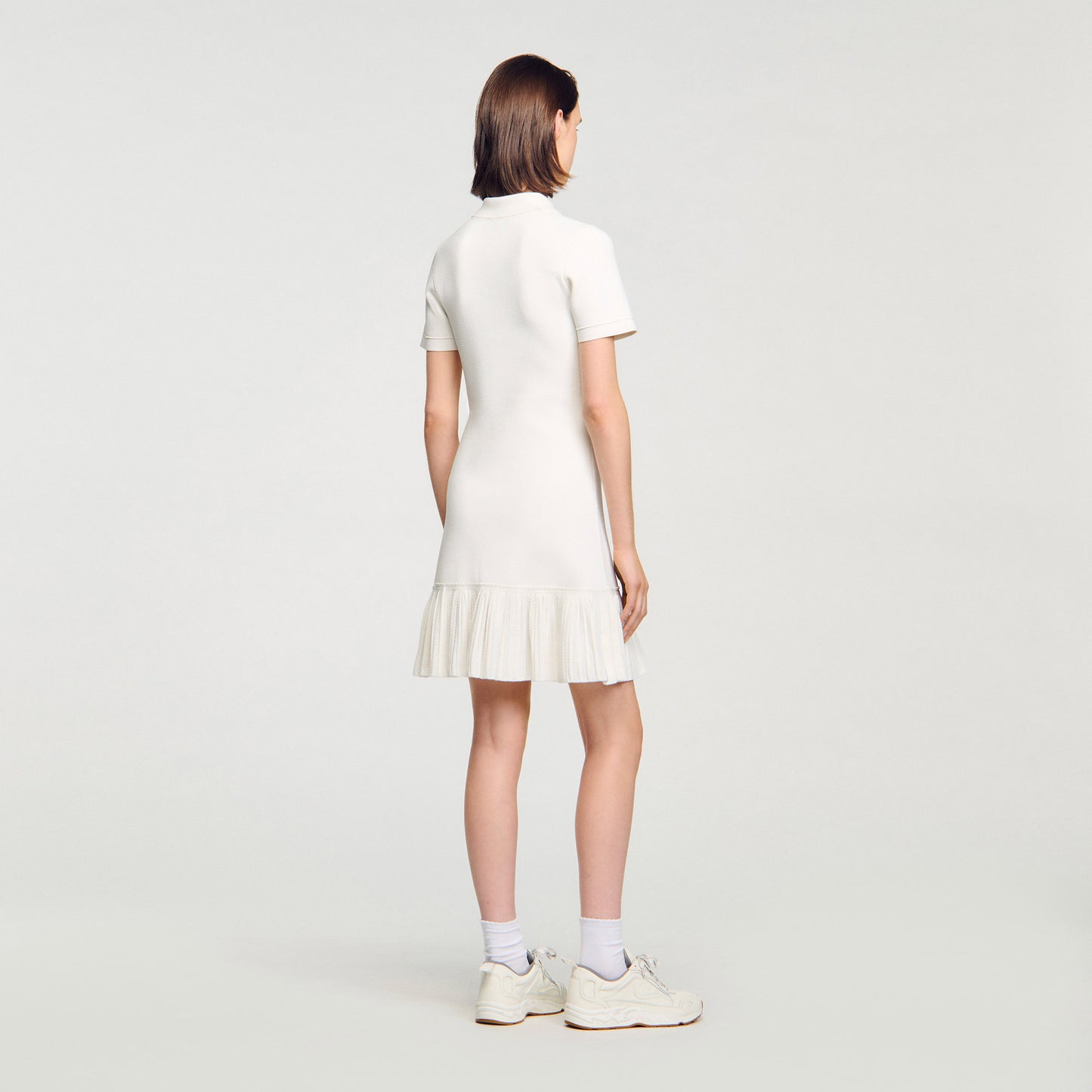 Maryll Short Knit Dress With Polo Neck Ecru