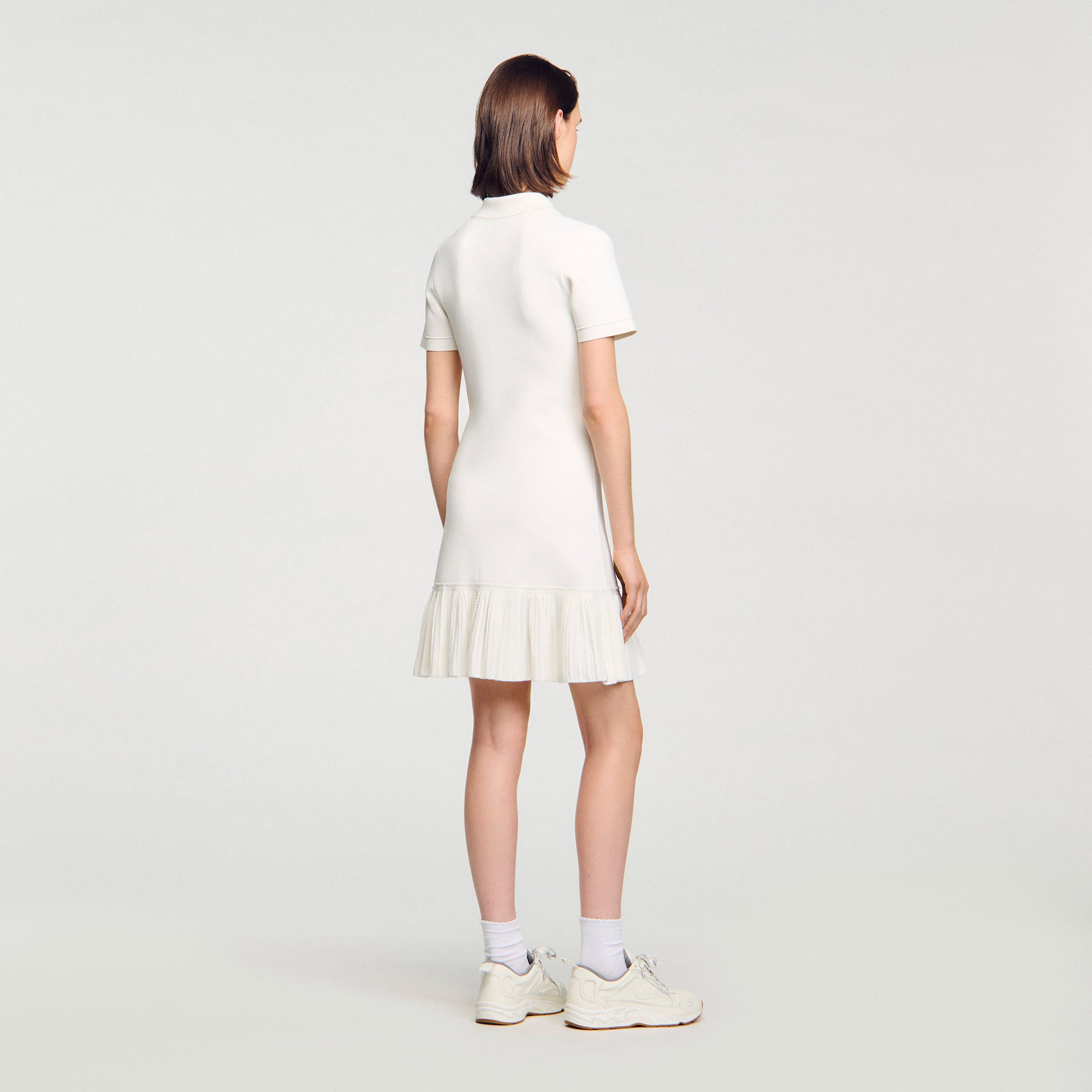 Maryll Short Knit Dress With Polo Neck Ecru