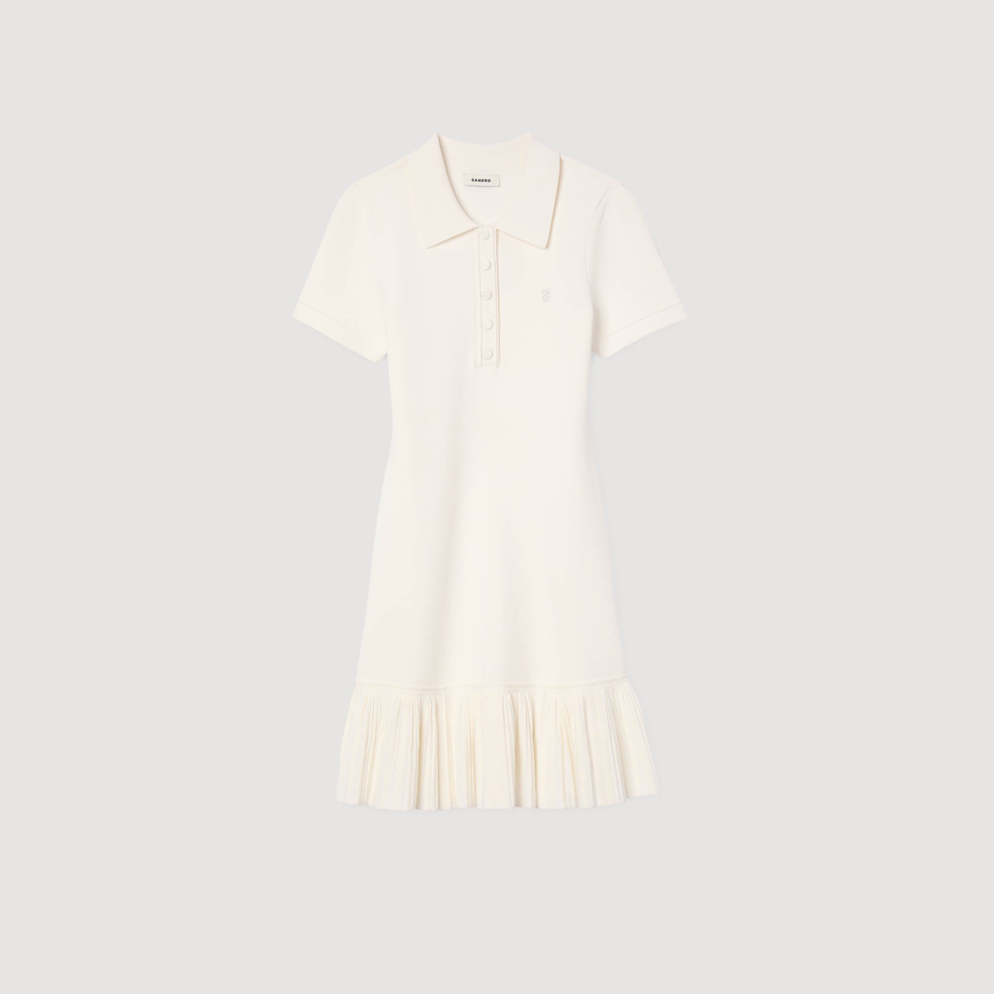 Maryll Short Knit Dress With Polo Neck Ecru