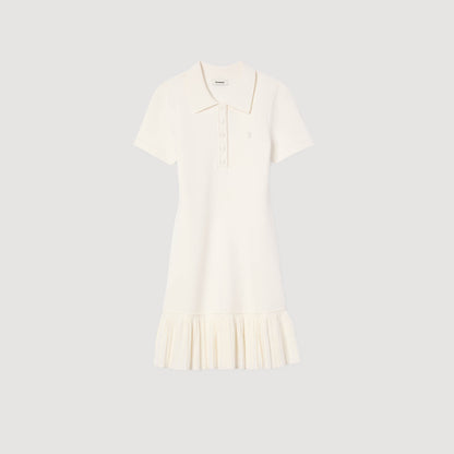Maryll Short Knit Dress With Polo Neck Ecru