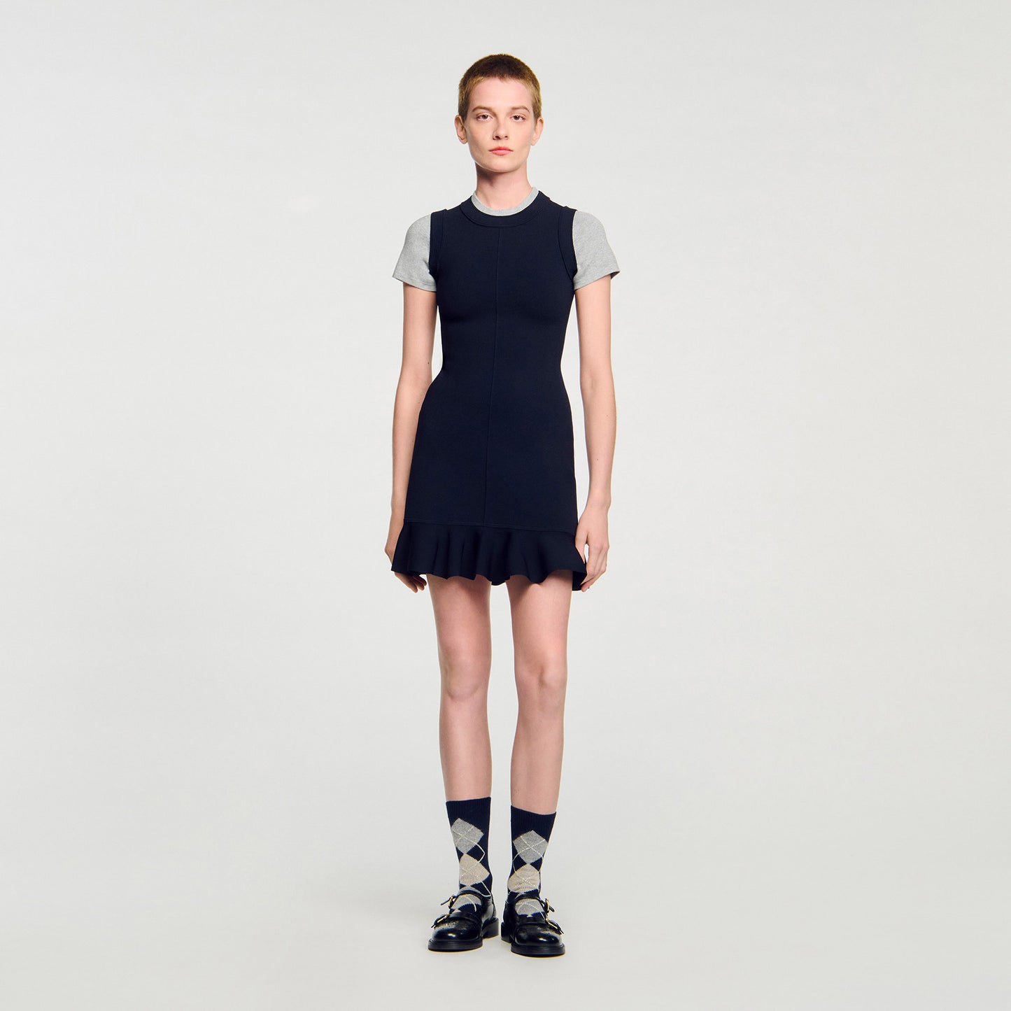 Martha 2-In-1 Short Knit Dress Navy Blue