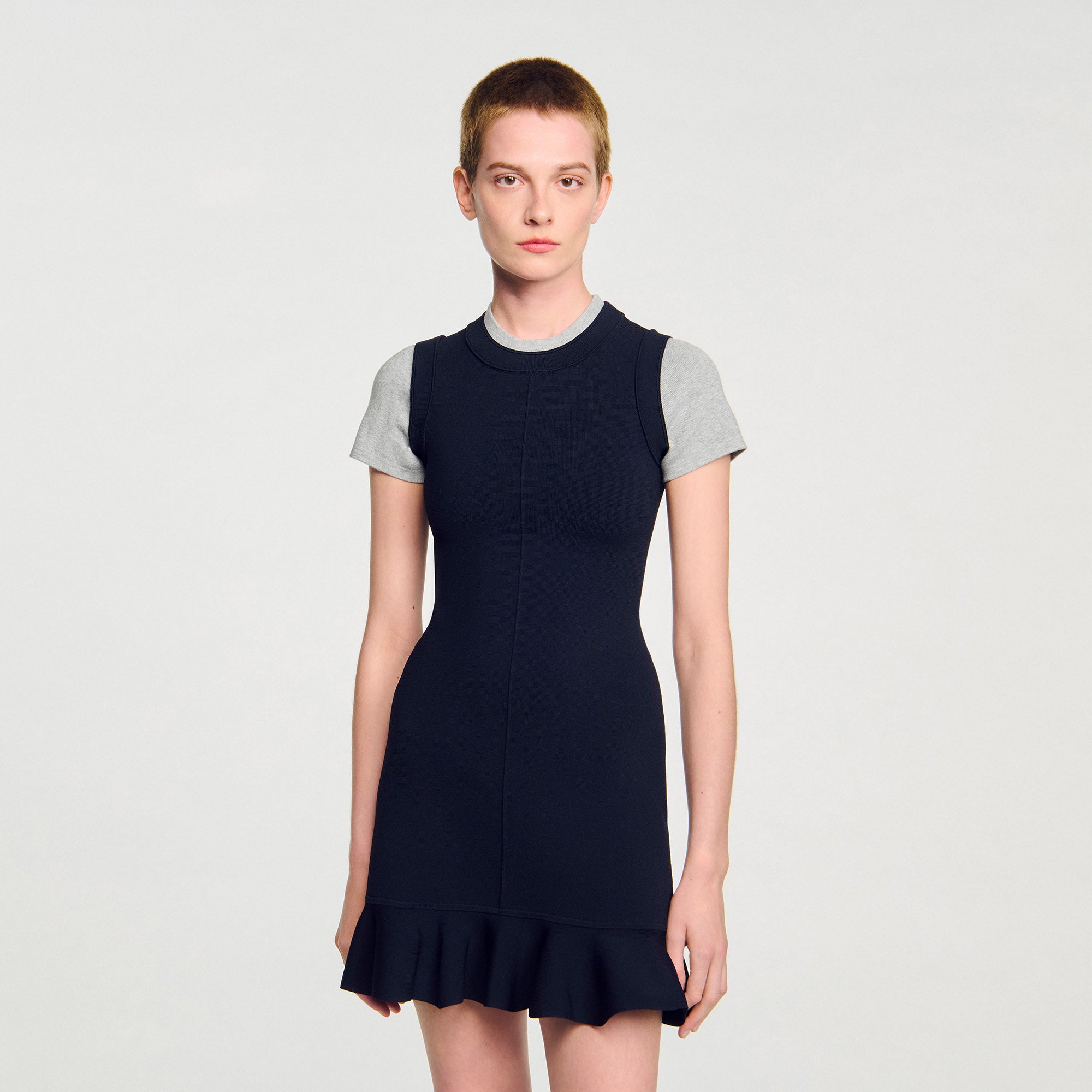 Martha 2-In-1 Short Knit Dress Navy Blue