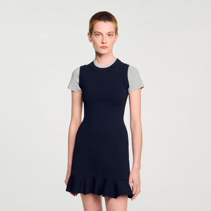 Martha 2-In-1 Short Knit Dress Navy Blue