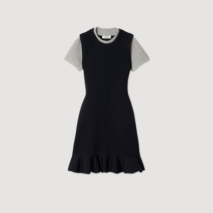 Martha 2-In-1 Short Knit Dress Navy Blue