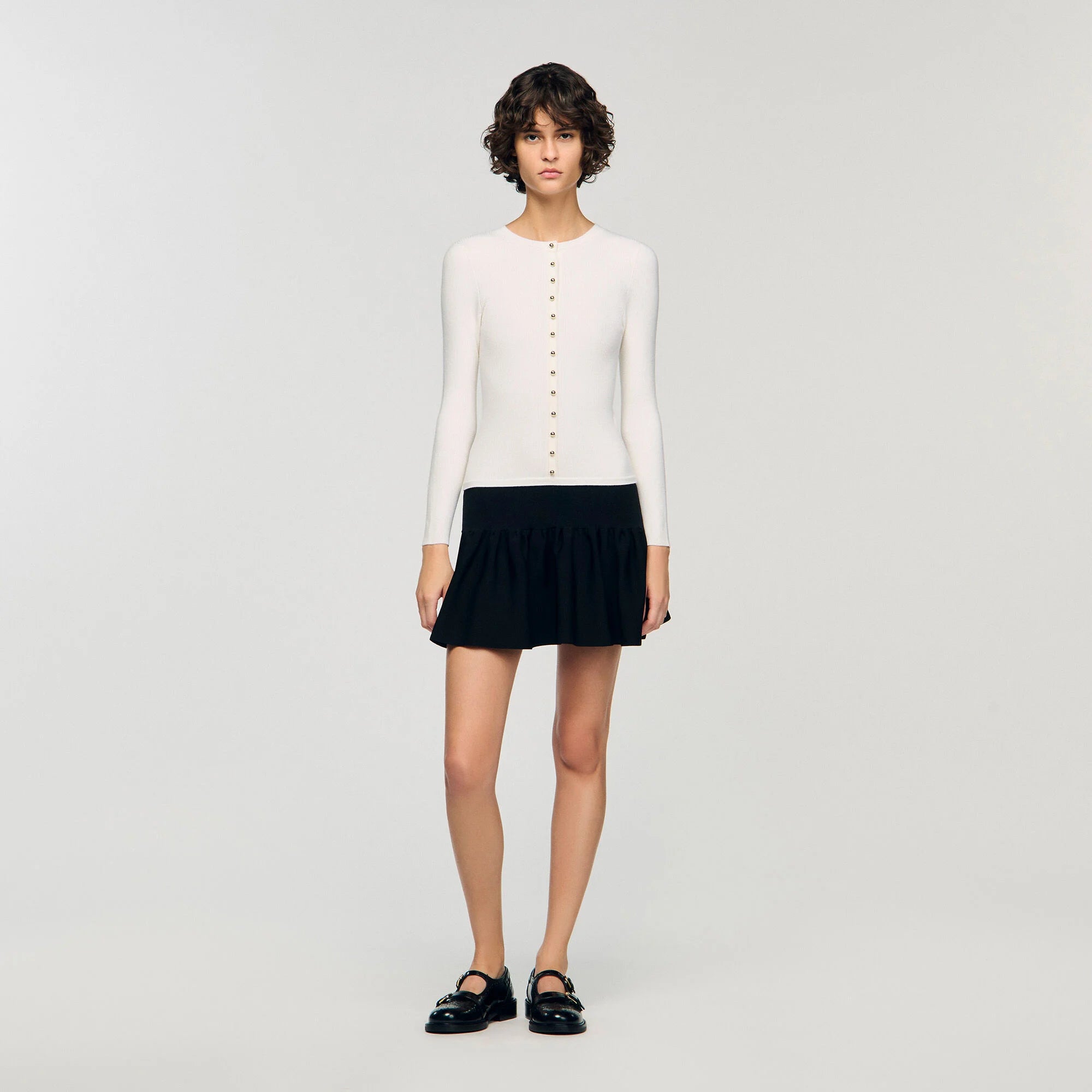 Maelya Cropped Two-Tone Dress Ecru / Black