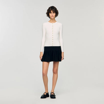 Maelya Cropped Two-Tone Dress Ecru / Black