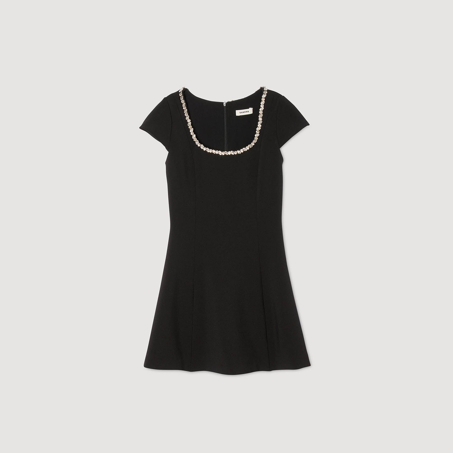 Astra Short Dress With Rhinestone Collar Black