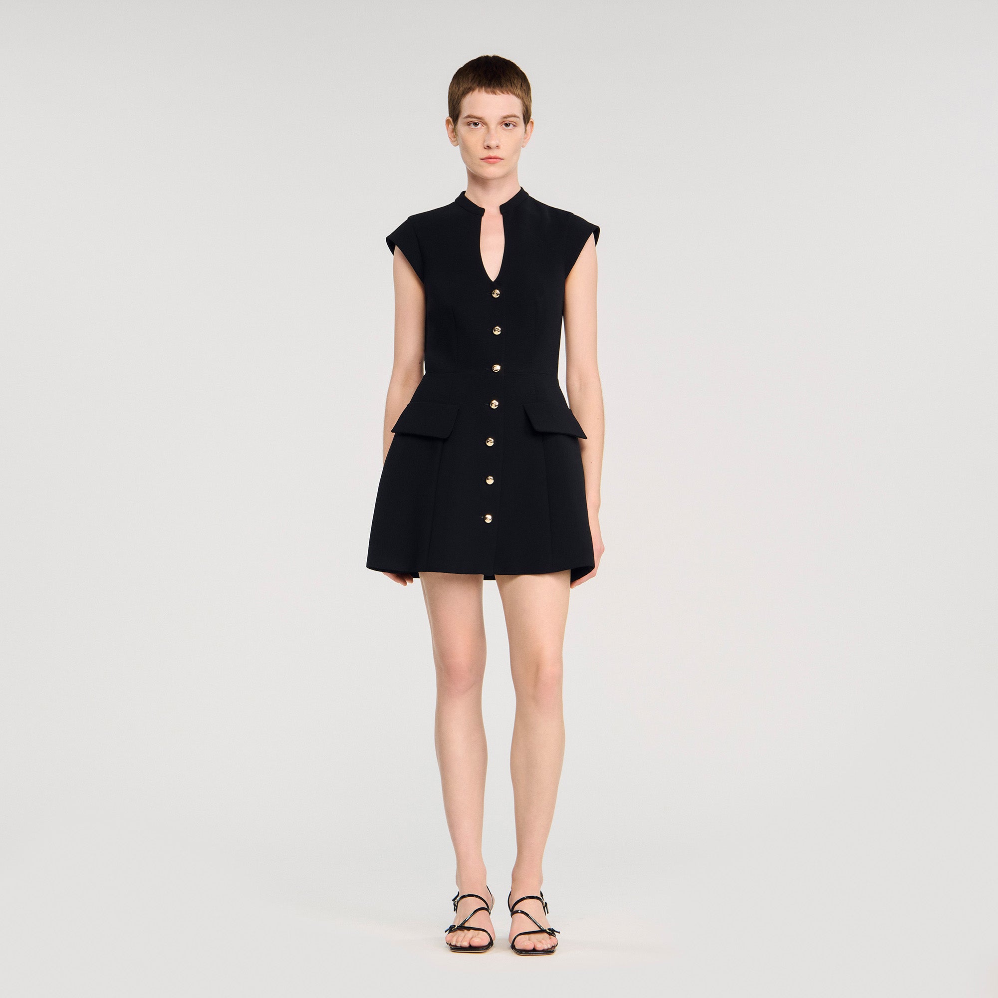 sandro short knitted dress Sunniva Short knit dress with beads Black