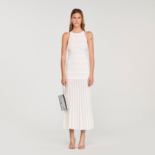 Milana Beaded Dress Ecru