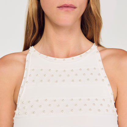 Milana Beaded Dress Ecru