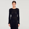 Clemence Rhinestone Knit Maxi Dress Black