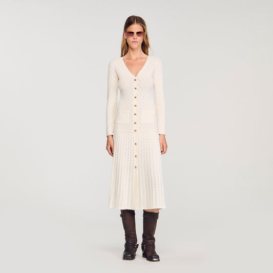 Sabah Fancy Knit Maxi Dress Ecru