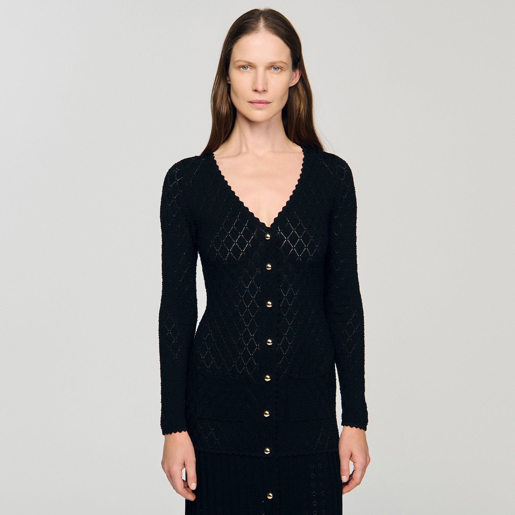 Shop Sabah Fancy Knit Maxi Dress Black for Woman Online - Sandro UAE Shop Sabah Fancy Knit Maxi Dress Black for Woman Online - Sandro UAE