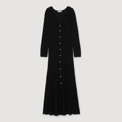 Shop Sabah Fancy Knit Maxi Dress Black for Woman Online - Sandro UAE Shop Sabah Fancy Knit Maxi Dress Black for Woman Online - Sandro UAE