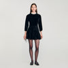 Amalia Beaded Velvet Short Dress Black