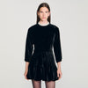 Amalia Beaded Velvet Short Dress Black