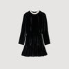 Amalia Beaded Velvet Short Dress Black