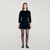 Amalia Beaded Velvet Short Dress Black