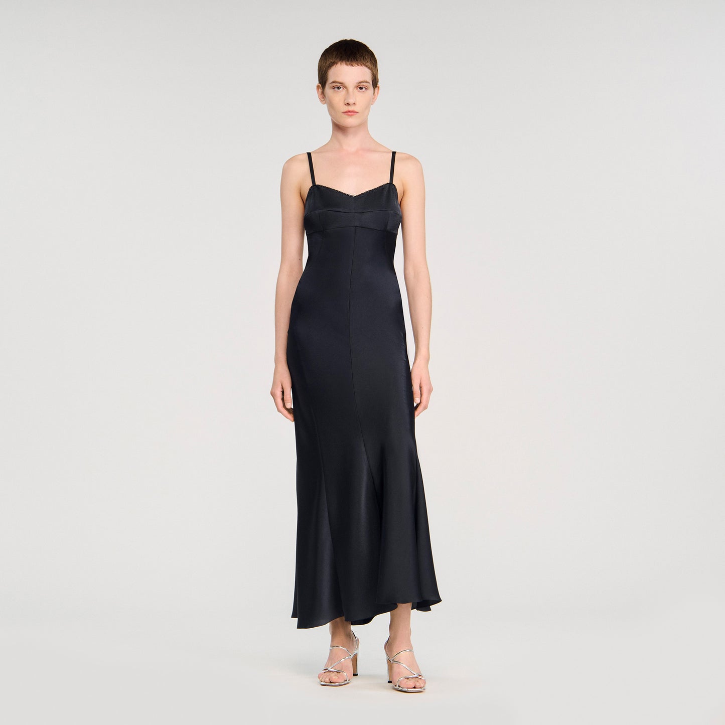 Georgia Satin-Effect Maxi Dress Navy Blue