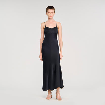 Georgia Satin-Effect Maxi Dress Navy Blue