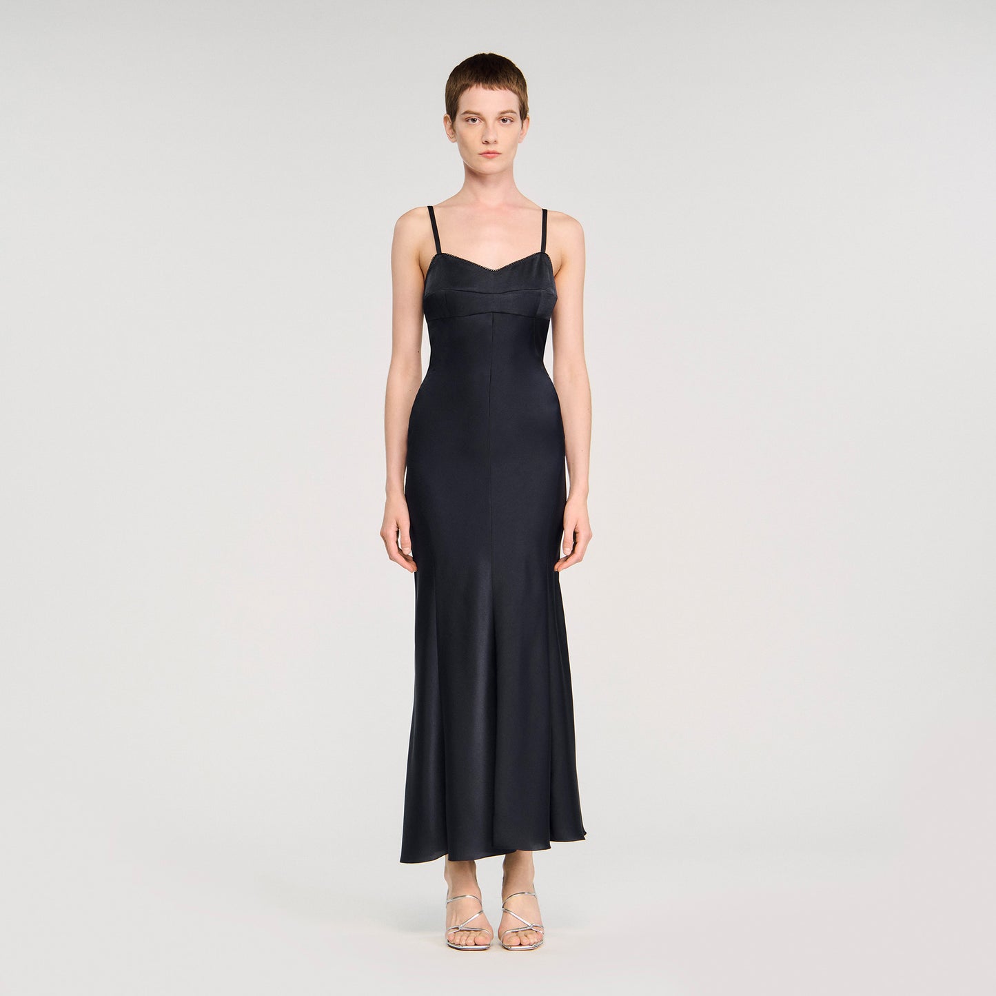 Georgia Satin-Effect Maxi Dress Navy Blue