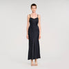 Georgia Satin-Effect Maxi Dress Navy Blue