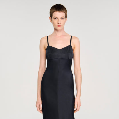 Georgia Satin-Effect Maxi Dress Navy Blue