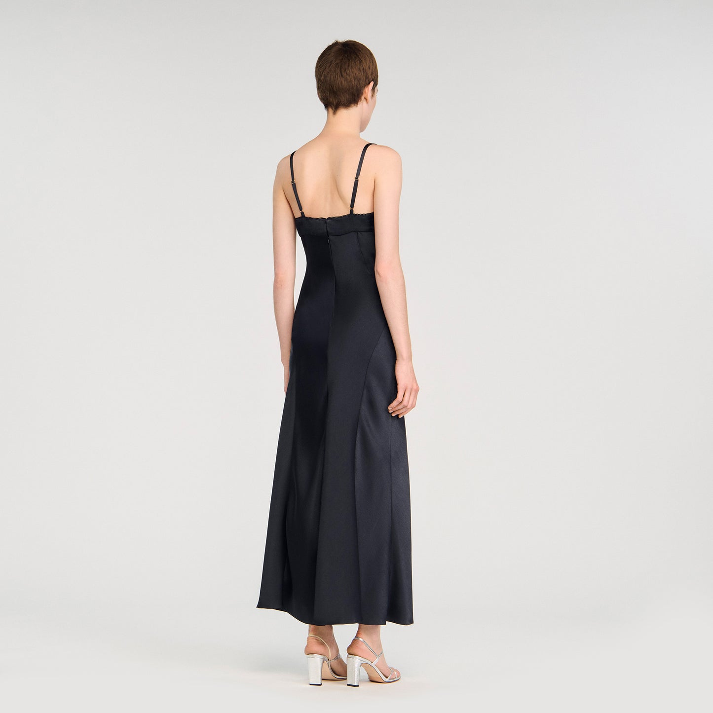 Georgia Satin-Effect Maxi Dress Navy Blue