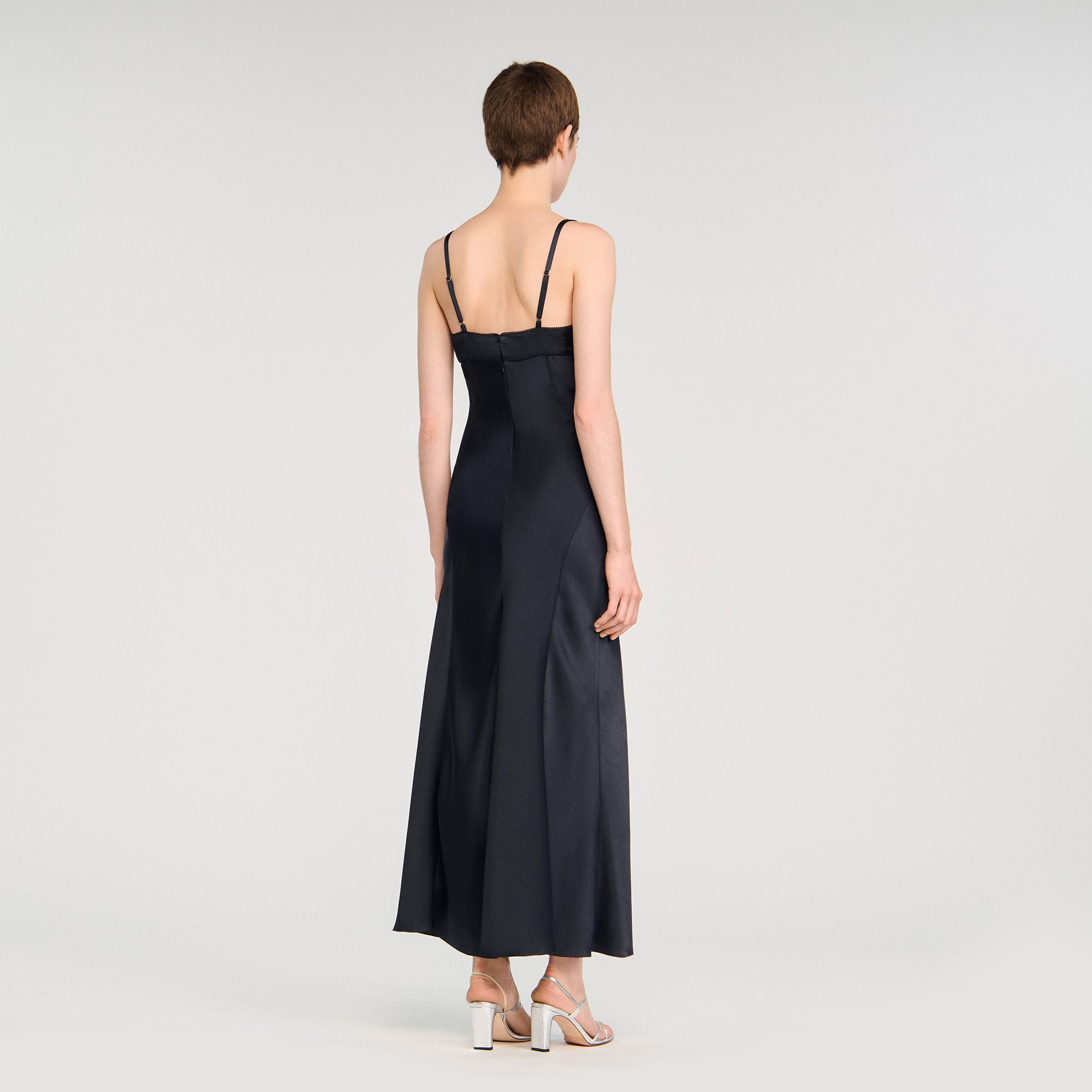 Georgia Satin-Effect Maxi Dress Navy Blue