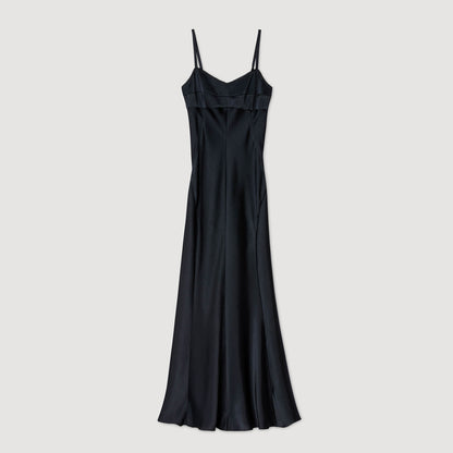 Georgia Satin-Effect Maxi Dress Navy Blue