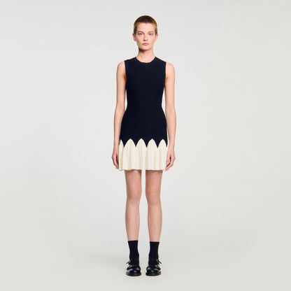 Cassie Two-Tone Short Knit Dress Black / Ecru