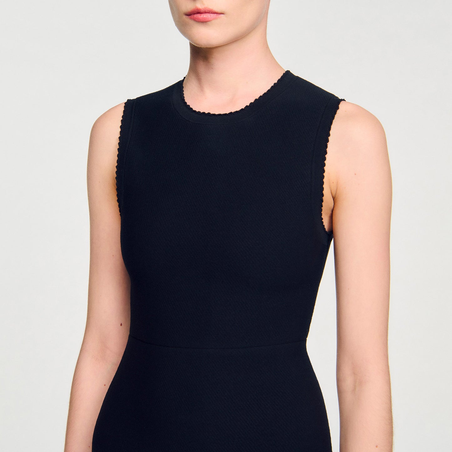 Cassie Two-Tone Short Knit Dress Black / Ecru