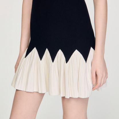 Cassie Two-Tone Short Knit Dress Black / Ecru