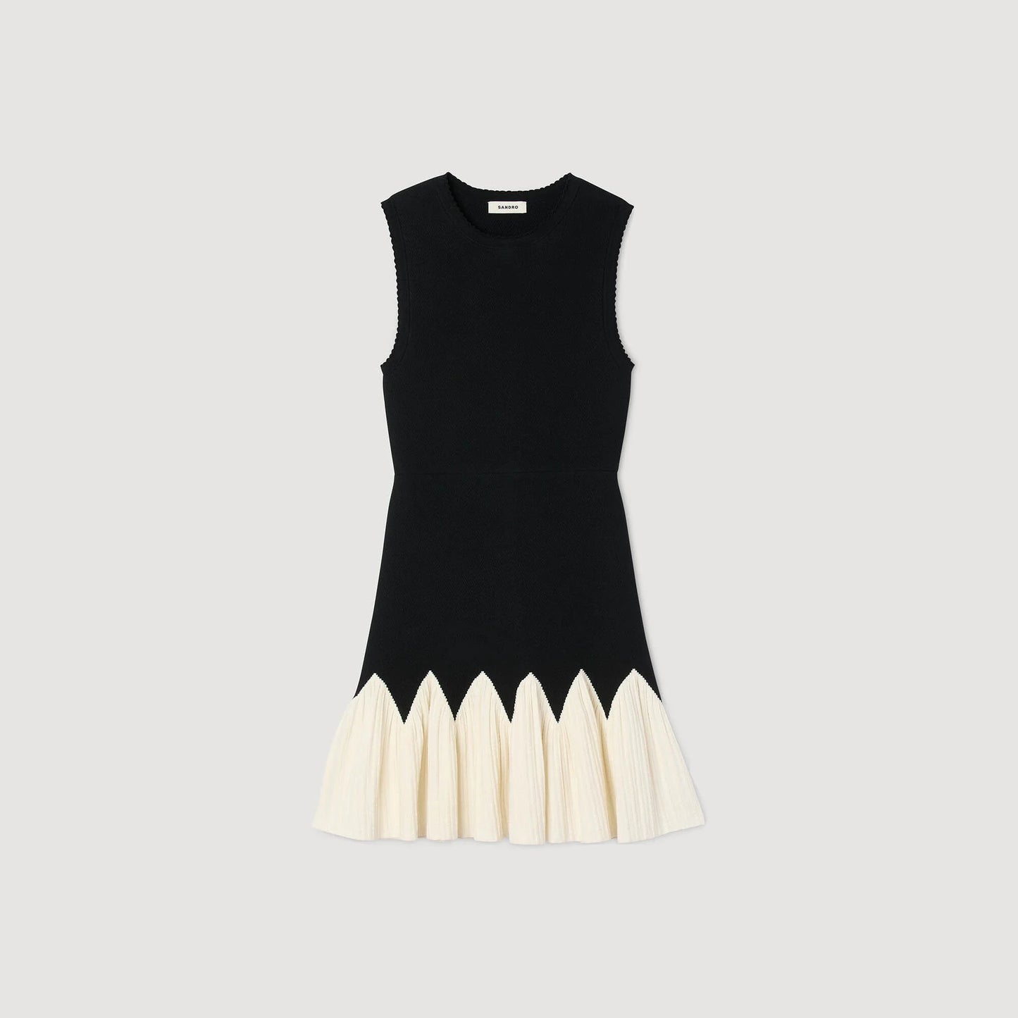 Cassie Two-Tone Short Knit Dress Black / Ecru
