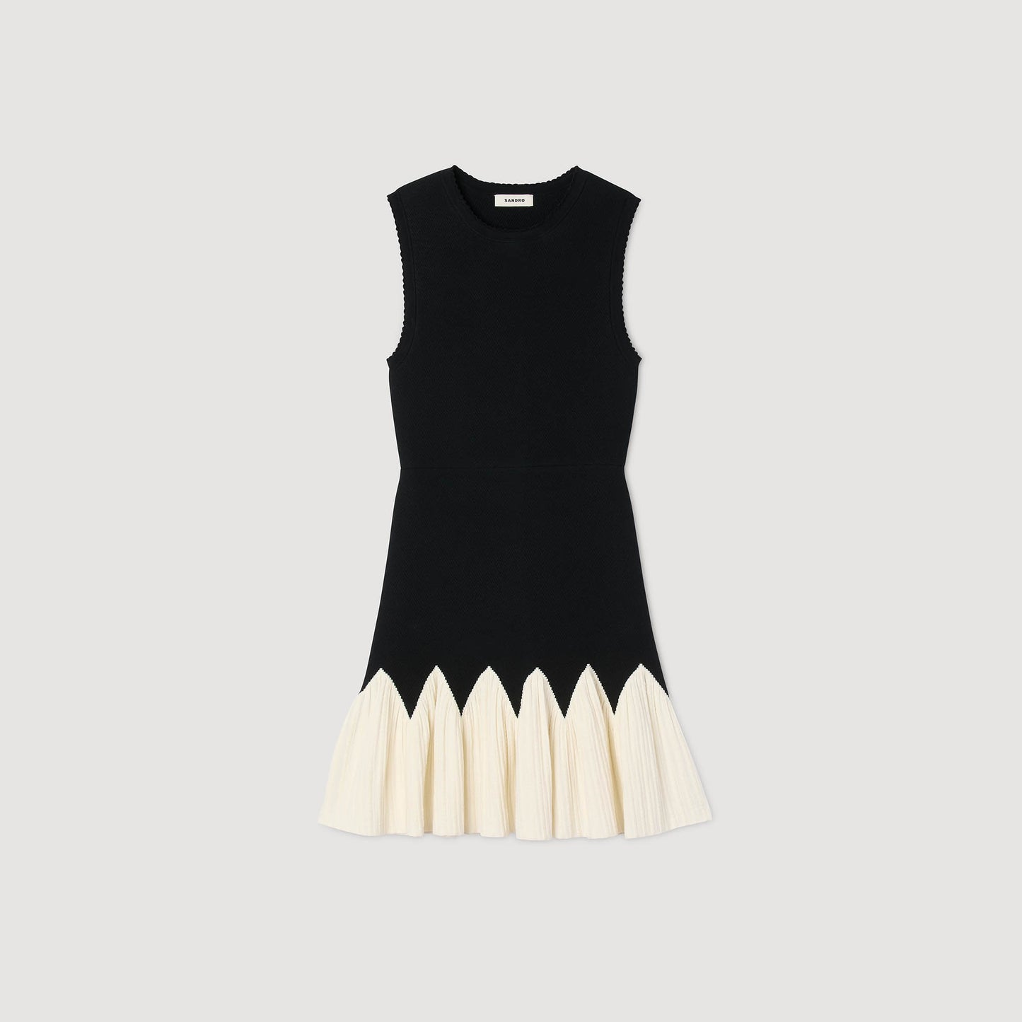 Cassie Two-Tone Short Knit Dress Black / Ecru