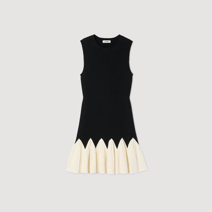 Cassie Two-Tone Short Knit Dress Black / Ecru