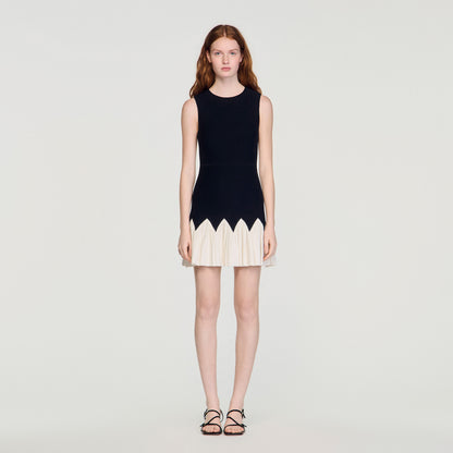 Cassie Two-Tone Short Knit Dress Black / Ecru