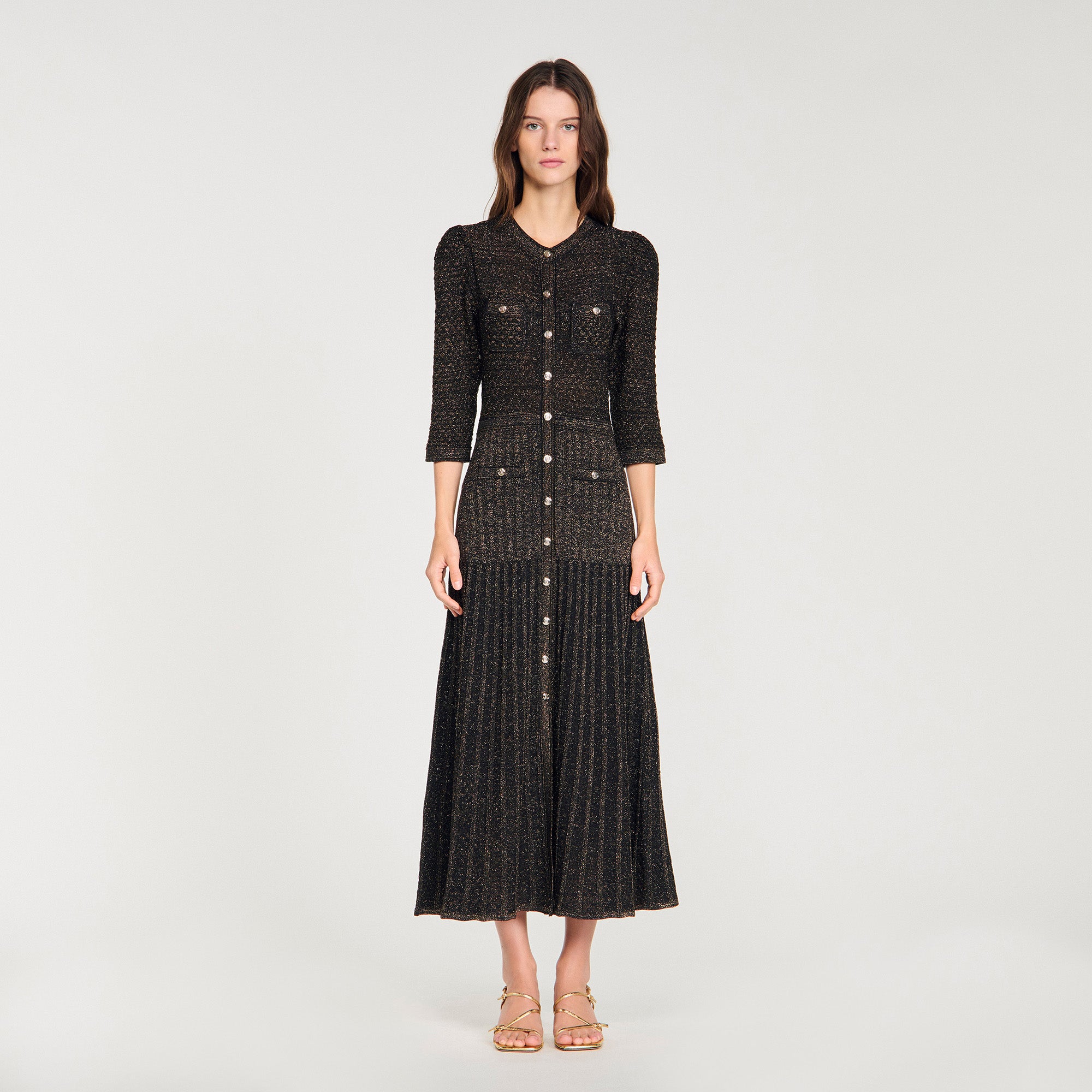 sandro pointelle knit midi dress Sandro Pointelle Knit Midi Dress