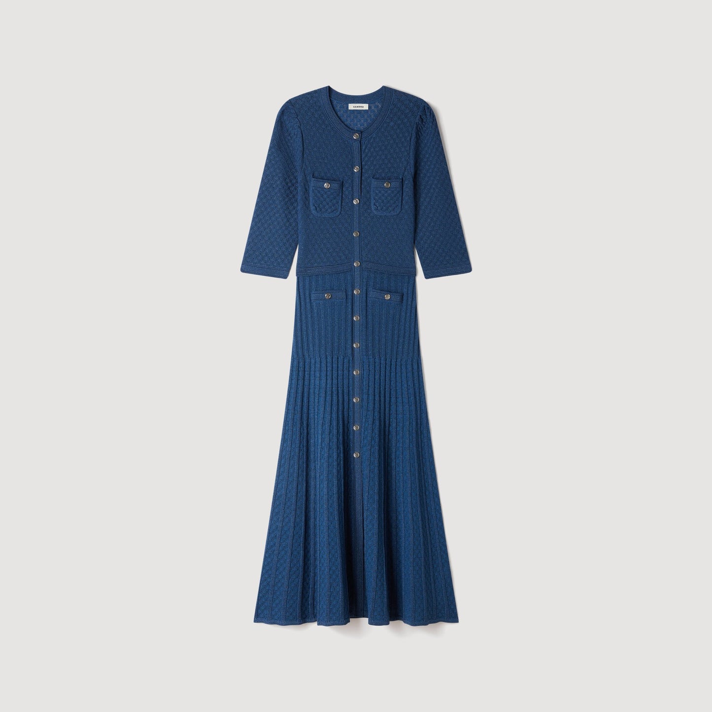 Ramia Pointelle knit midi dress Blue