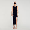 Guoda Rhinestone Slit Maxi Dress Black