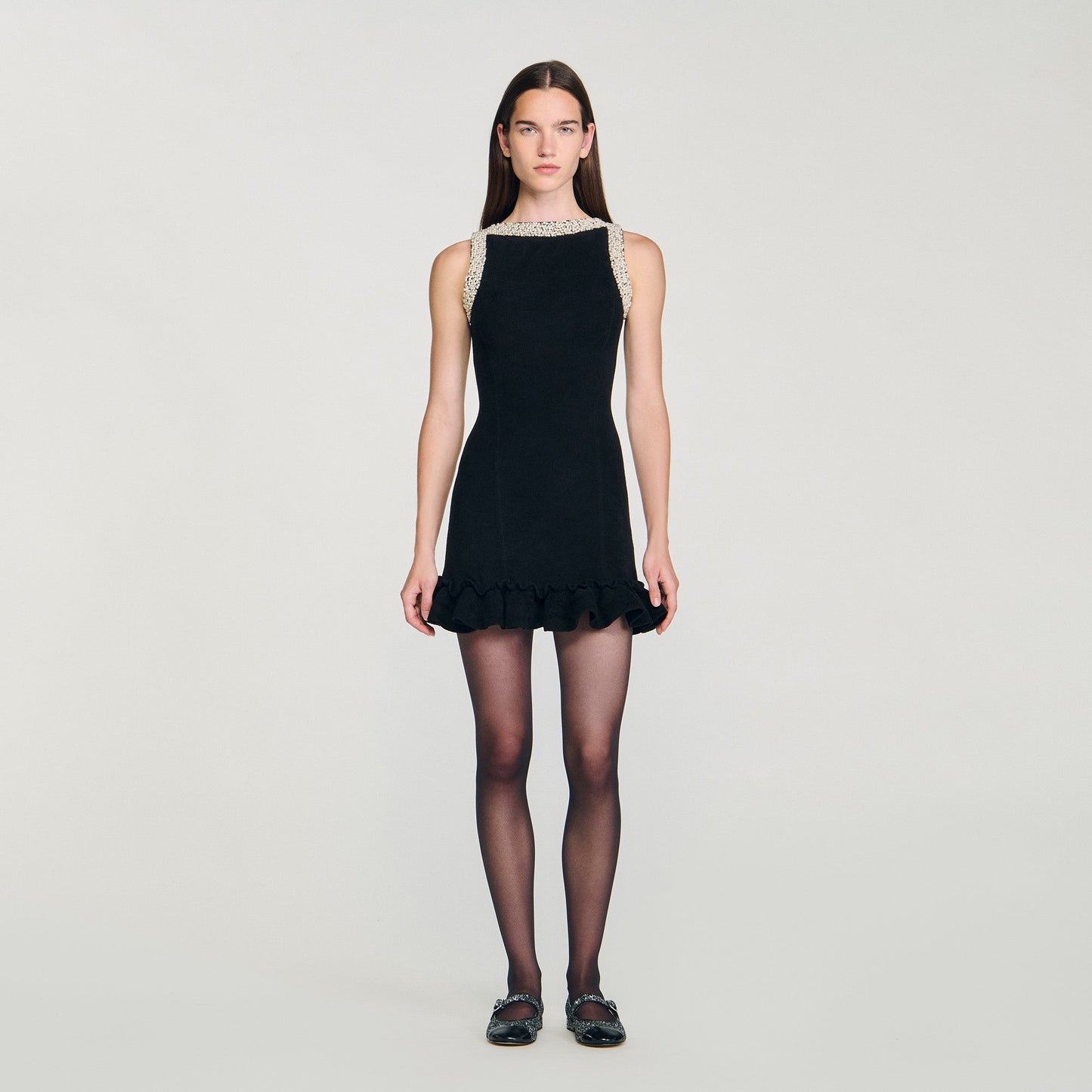 Divina Short Beaded Dress Black