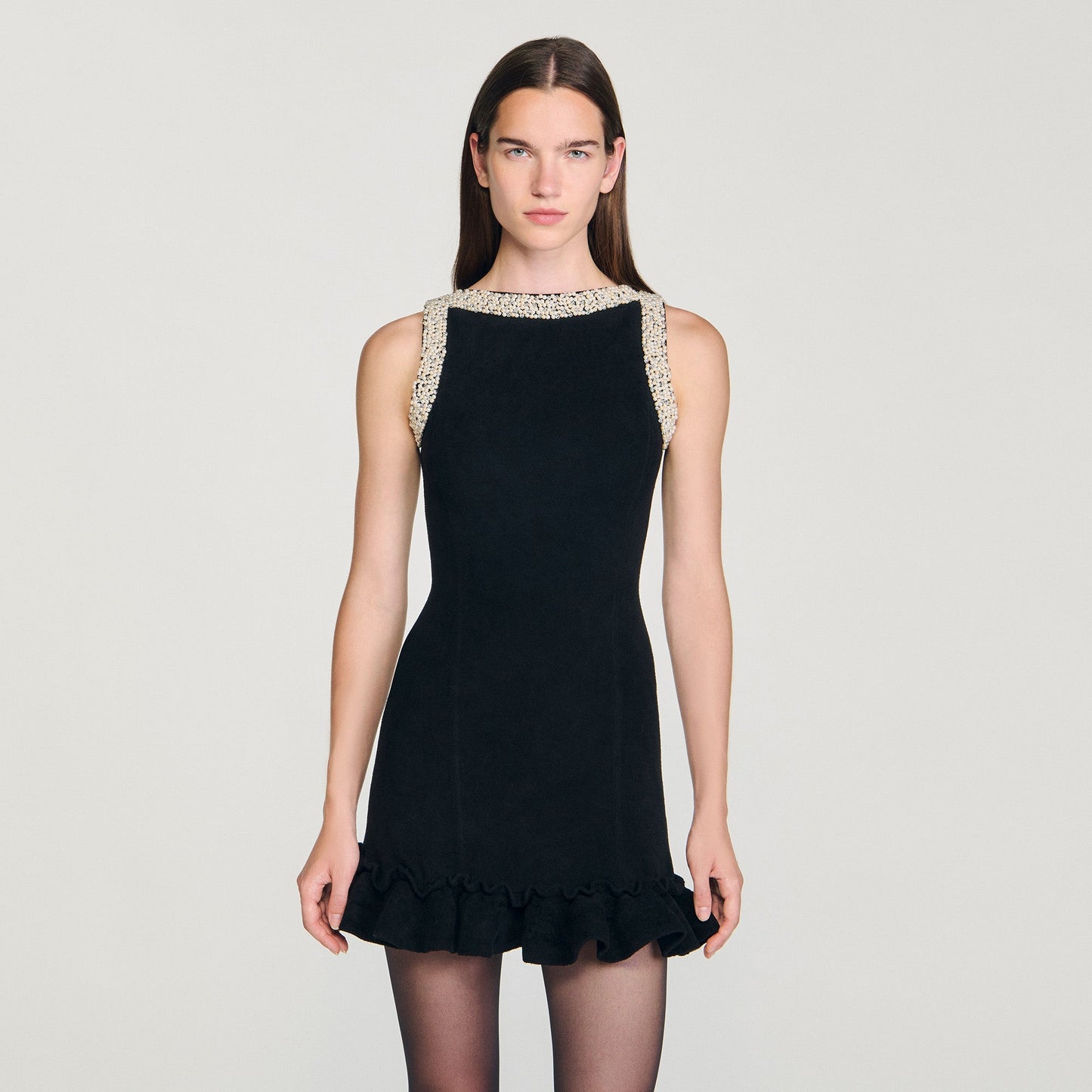 Divina Short Beaded Dress Black