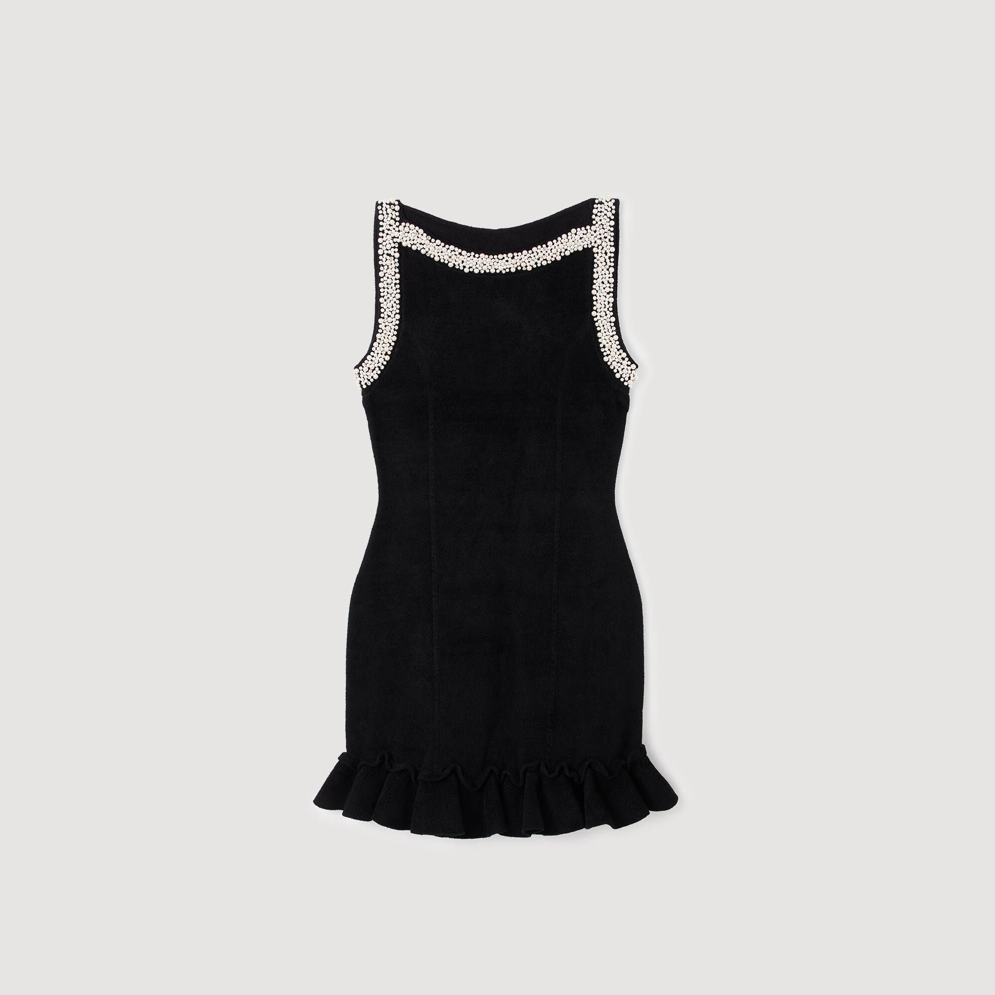 Divina Short Beaded Dress Black