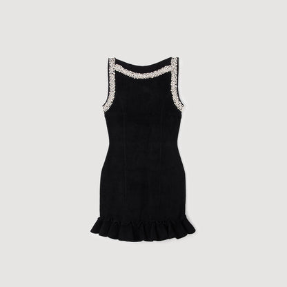 Divina Short Beaded Dress Black