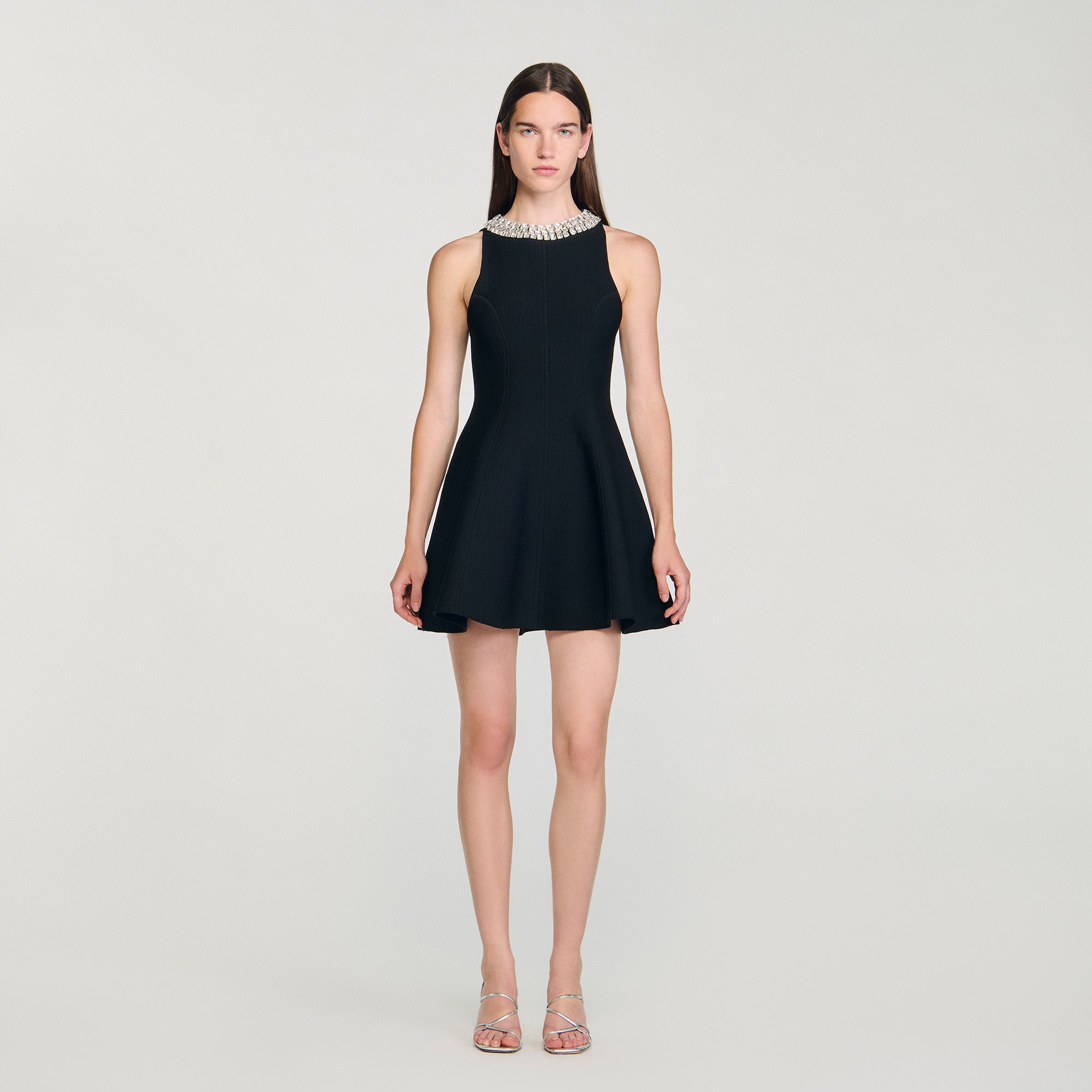 Darcy Short Dress With Rhinestone Collar Black Darcy Short Dress With Rhinestone Collar Black