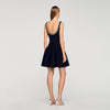 Nelya Short Dress With Rhinestone Neck Black