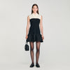 Noelia Short Two-Tone Ruffled Dress Ecru / Black